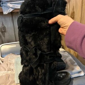 Women's Black Winter Fur Boots